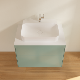 Тумба под раковину Villeroy & Boch Finion 80х50,1 см МДФ оливковый матовый лак/стекло белое матовое F34100GM