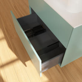 Тумба под раковину Villeroy & Boch Finion 80х50,1 см МДФ оливковый матовый лак/стекло белое матовое F34100GM