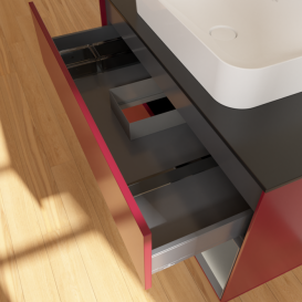 Тумба под раковину Villeroy & Boch Finion 100х50,1 см с подсветкой МДФ пион матовый лак/стекло черное матовое F662GKHB