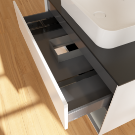 Тумба под раковину Villeroy & Boch Finion 100х50,1 см с подсветкой МДФ белый матовый лак/стекло черное матовое F662GKMT