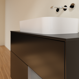 Тумба под раковину Villeroy & Boch Finion 100х50,1 см с подсветкой МДФ черный матовый лак/стекло черное матовое F662GKPD