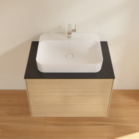 Тумба под раковину Villeroy & Boch Finion 80х50,1 см МДФ шпон дуба/стекло черное матовое F34200PC