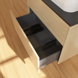 Тумба под раковину Villeroy & Boch Finion 80х50,1 см МДФ шпон дуба/стекло черное матовое F34200PC