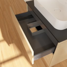 Тумба под раковину Villeroy & Boch Finion 80х50,1 см МДФ шпон дуба/стекло черное матовое F34200PC