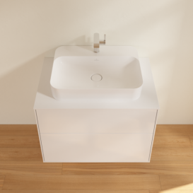 Тумба под раковину Villeroy & Boch Finion 80х50,1 см с подсветкой МДФ глянцевый белый лак/стекло белое матовое G34100GF