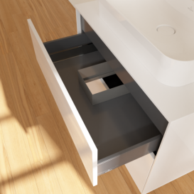 Тумба под раковину Villeroy & Boch Finion 80х50,1 см с подсветкой МДФ глянцевый белый лак/стекло белое матовое G34100GF