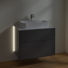 Тумба под раковину Villeroy & Boch Finion 80х50,1 см с подсветкой МДФ антрацит матовый лак/стекло белое матовое G34100GK