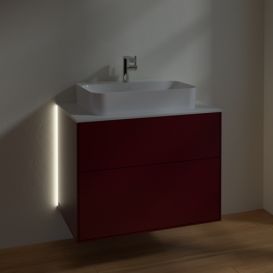 Тумба под раковину Villeroy & Boch Finion 80х50,1 см с подсветкой МДФ пион матовый лак/стекло белое матовое G34100HB