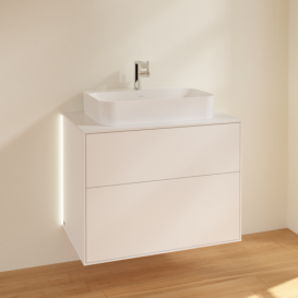 Тумба под раковину Villeroy & Boch Finion 80х50,1 см с подсветкой МДФ белый матовый лак/стекло белое матовое G34100MT