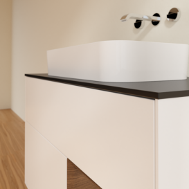 Тумба под раковину Villeroy & Boch Finion 100х50,1 см с подсветкой МДФ белый матовый лак/стекло черное матовое F662GNMT