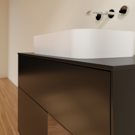 Тумба под раковину Villeroy & Boch Finion 100х50,1 см с подсветкой МДФ черный матовый лак/стекло черное матовое F662GNPD