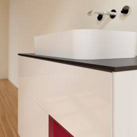 Тумба под раковину Villeroy & Boch Finion 100х50,1 см с подсветкой МДФ глянцевый белый лак/стекло черное матовое F662HBGF