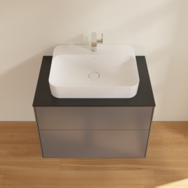 Тумба под раковину Villeroy & Boch Finion 80х50,1 см с подсветкой МДФ антрацит матовый лак/стекло черное матовое G34200GK