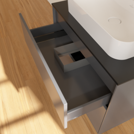 Тумба под раковину Villeroy & Boch Finion 80х50,1 см с подсветкой МДФ антрацит матовый лак/стекло черное матовое G34200GK