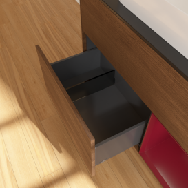 Тумба під раковину Villeroy & Boch Finion 100х50,1 см із підсвічуванням МДФ шпон волоського горіха/скло чорне матове F662HBGN