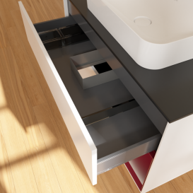 Тумба под раковину Villeroy & Boch Finion 100х50,1 см с подсветкой МДФ белый матовый лак/стекло черное матовое F662HBMT