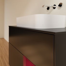 Тумба под раковину Villeroy & Boch Finion 100х50,1 см с подсветкой МДФ черный матовый лак/стекло черное матовое F662HBPD