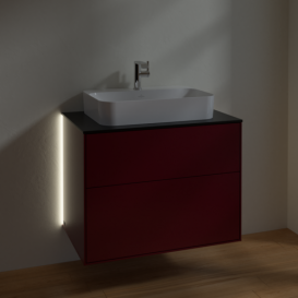 Тумба под раковину Villeroy & Boch Finion 80х50,1 см с подсветкой МДФ пион матовый лак/стекло черное матовое G34200HB