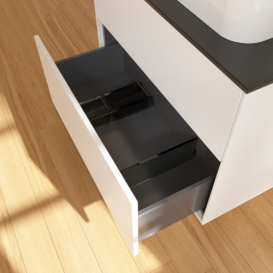 Тумба под раковину Villeroy & Boch Finion 80х50,1 см с подсветкой МДФ белый матовый лак/стекло черное матовое G34200MT