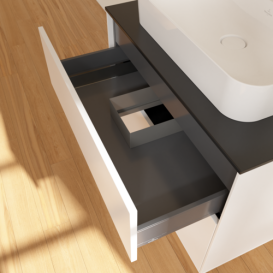 Тумба под раковину Villeroy & Boch Finion 80х50,1 см с подсветкой МДФ белый матовый лак/стекло черное матовое G34200MT