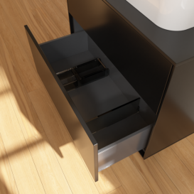 Тумба под раковину Villeroy & Boch Finion 80х50,1 см с подсветкой МДФ черный матовый лак/стекло черное матовое G34200PD