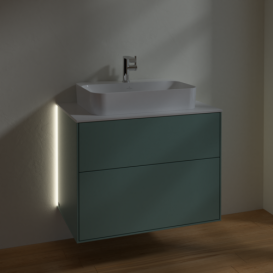 Тумба под раковину Villeroy & Boch Finion 80х50,1 см с подсветкой МДФ оливковый матовый лак/стекло белое матовое G34100GM