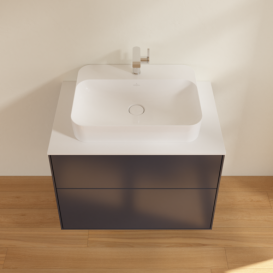 Тумба под раковину Villeroy & Boch Finion 80х50,1 см с подсветкой МДФ темно-синий матовый лак/стекло белое матовое G34100HG