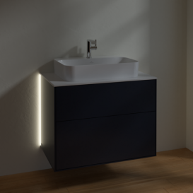 Тумба под раковину Villeroy & Boch Finion 80х50,1 см с подсветкой МДФ темно-синий матовый лак/стекло белое матовое G34100HG