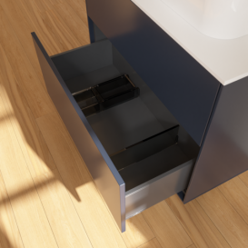 Тумба под раковину Villeroy & Boch Finion 80х50,1 см с подсветкой МДФ темно-синий матовый лак/стекло белое матовое G34100HG