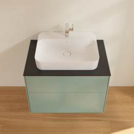 Тумба под раковину Villeroy & Boch Finion 80х50,1 см с подсветкой МДФ оливковый матовый лак/стекло черное матовое G34200GM