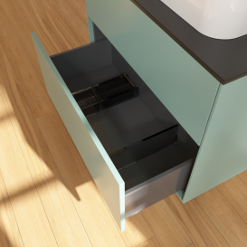 Тумба под раковину Villeroy & Boch Finion 80х50,1 см с подсветкой МДФ оливковый матовый лак/стекло черное матовое G34200GM