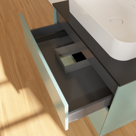 Тумба под раковину Villeroy & Boch Finion 80х50,1 см с подсветкой МДФ оливковый матовый лак/стекло черное матовое G34200GM