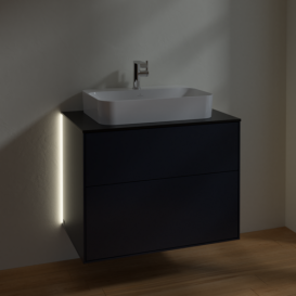 Тумба под раковину Villeroy & Boch Finion 80х50,1 см с подсветкой МДФ темно-синий матовый лак/стекло черное матовое G34200HG