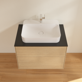 Тумба под раковину Villeroy & Boch Finion 80х50,1 см с подсветкой МДФ шпон дуба/стекло черное матовое G34200PC