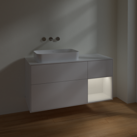 Тумба под раковину Villeroy & Boch Finion 120х50,1 см МДФ глянцевый белый лак/стекло белое матовое F691GFGF