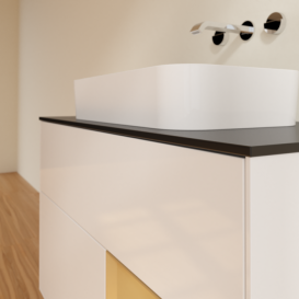 Тумба под раковину Villeroy & Boch Finion 100х50,1 см с подсветкой МДФ глянцевый белый лак/стекло черное матовое F662HFGF