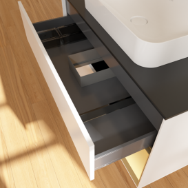 Тумба под раковину Villeroy & Boch Finion 100х50,1 см с подсветкой МДФ белый матовый лак/стекло черное матовое F662HFMT