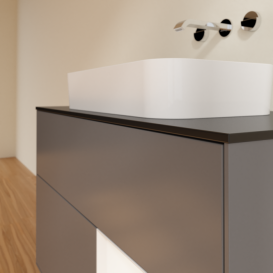 Тумба под раковину Villeroy & Boch Finion 100х50,1 см с подсветкой МДФ антрацит матовый лак/стекло черное матовое F662MTGK