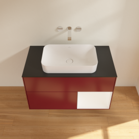 Тумба под раковину Villeroy & Boch Finion 100х50,1 см с подсветкой МДФ пион матовый лак/стекло черное матовое F662MTHB