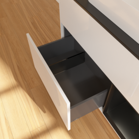 Тумба под раковину Villeroy & Boch Finion 100х50,1 см с подсветкой МДФ глянцевый белый лак/стекло черное матовое F662PDGF