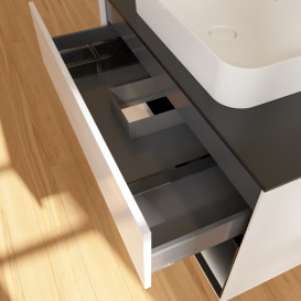 Тумба под раковину Villeroy & Boch Finion 100х50,1 см с подсветкой МДФ глянцевый белый лак/стекло черное матовое F662PDGF