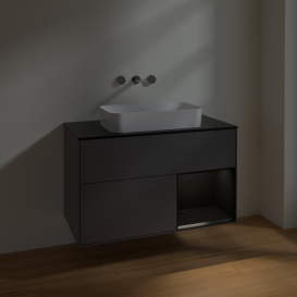 Тумба под раковину Villeroy & Boch Finion 100х50,1 см с подсветкой МДФ антрацит матовый лак/стекло черное матовое F662PDGK