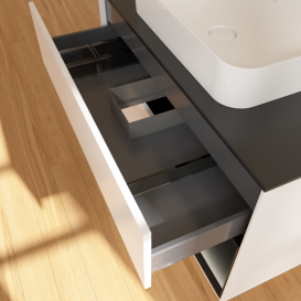 Тумба под раковину Villeroy & Boch Finion 100х50,1 см с подсветкой МДФ белый матовый лак/стекло черное матовое F662PDMT