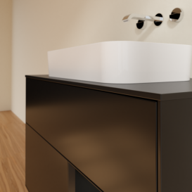 Тумба под раковину Villeroy & Boch Finion 100х50,1 см с подсветкой МДФ черный матовый лак/стекло черное матовое F662PDPD