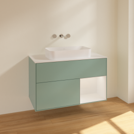 Тумба под раковину Villeroy & Boch Finion 100х50,1 см с подсветкой МДФ оливковый матовый лак/стекло белое матовое F661GFGM