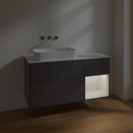 Тумба под раковину Villeroy & Boch Finion 120х50,1 см с подсветкой МДФ антрацит матовый лак/стекло белое матовое F691GFGK