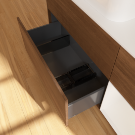 Тумба под раковину Villeroy & Boch Finion 120х50,1 см с подсветкой МДФ шпон грецкого ореха/стекло белое матовое F691GFGN