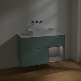 Тумба под раковину Villeroy & Boch Finion 100х50,1 см с подсветкой МДФ оливковый матовый лак/стекло белое матовое F661GKGM