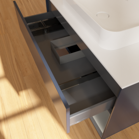 Тумба под раковину Villeroy & Boch Finion 100х50,1 см с подсветкой МДФ темно-синий матовый лак/стекло белое матовое F661GKHG