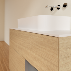 Тумба под раковину Villeroy & Boch Finion 100х50,1 см с подсветкой МДФ шпон дуба/стекло белое матовое F661GKPC